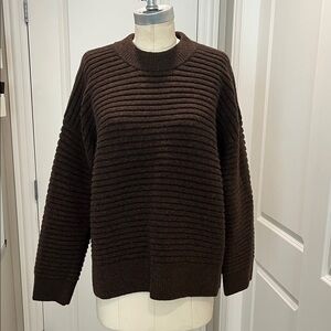 Madewell Elsmere Brown Ribbed Crewneck Sweater